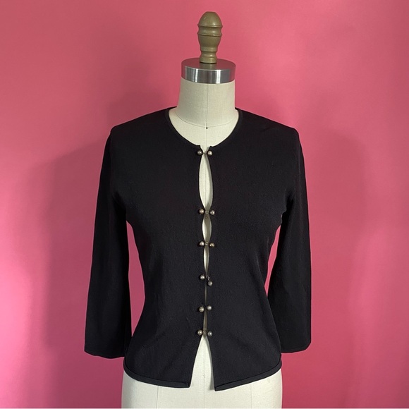 NUDE Sweaters - Vintage 90s/Y2K Nude Coquette made in Italy Goth Witchy Rib Knit Cardigan ~XS-S